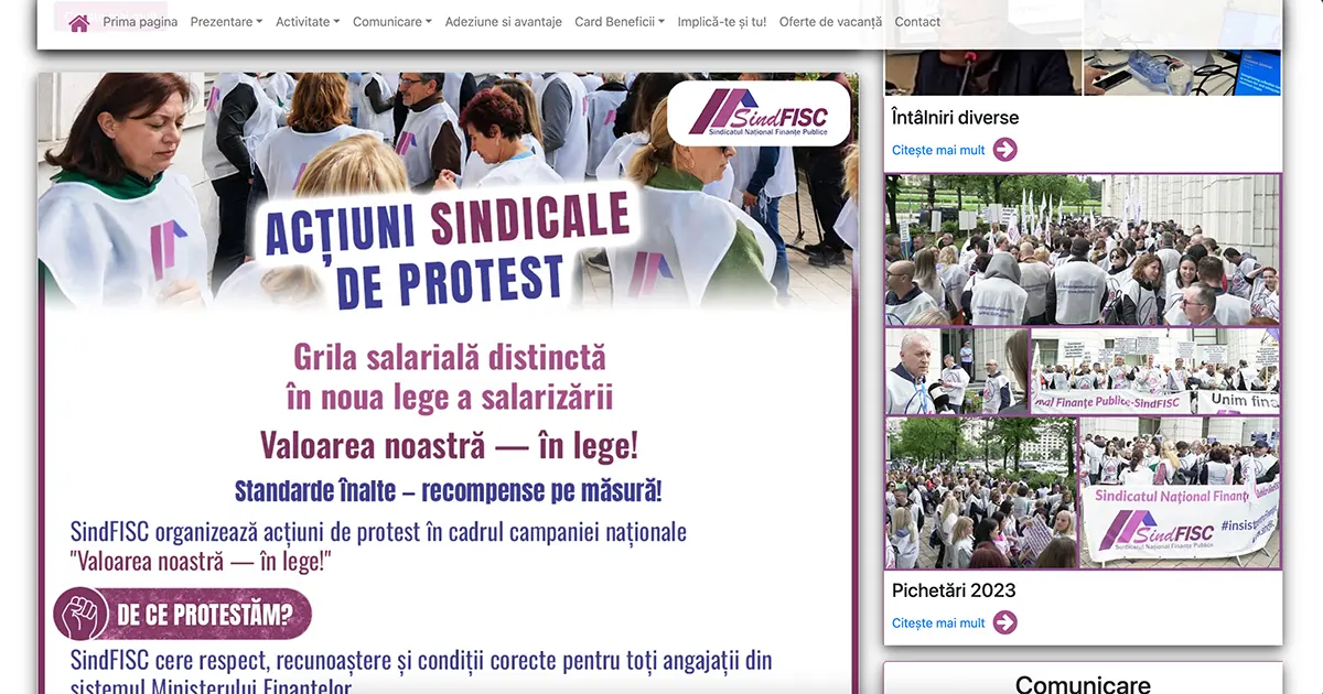 SindFISC.ro website made by JeFawk from Smol Spaghettorium